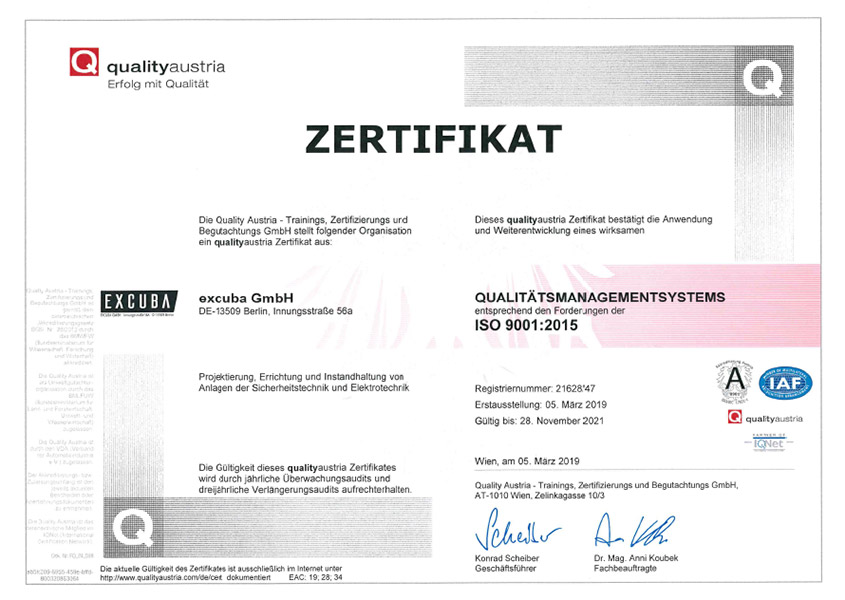 Urkunde Zertifizierung Quality Austria